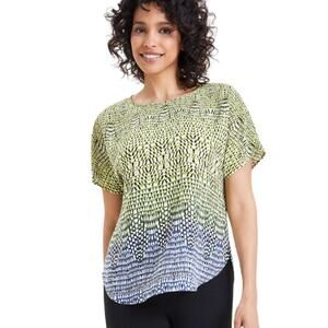 Anne Klein Printed Short-Sleeve Ombre Blouse – EUC Size 3X